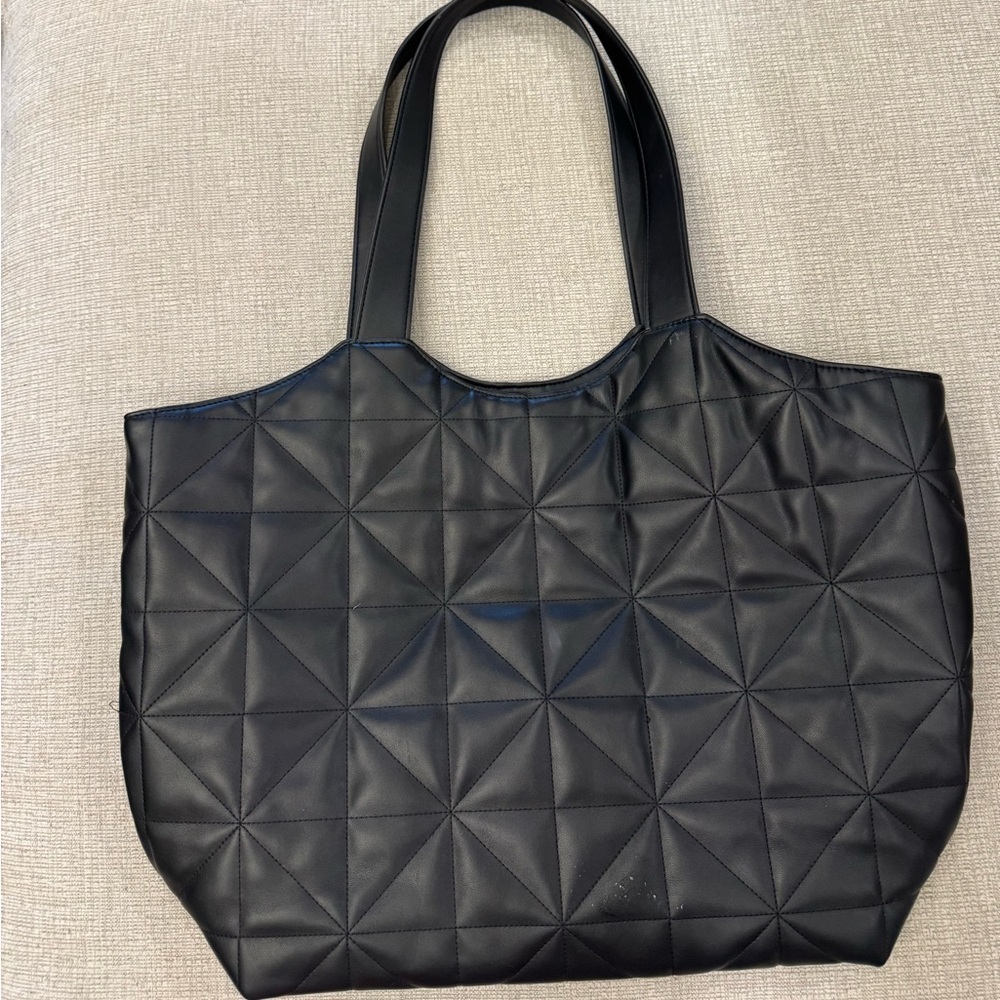Like New A NEW DAY Large Black Quilted Tote Bag